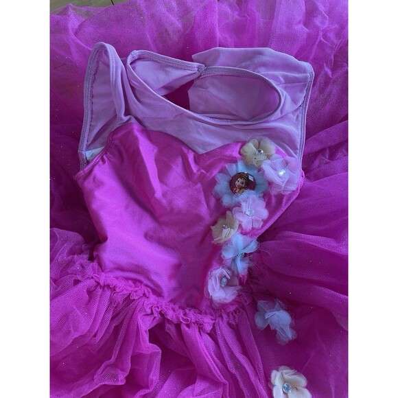Disney Store Fancy Nancy Leotard Tutu Dance Tulle Girls 7/8 Pink Flowers - Picture 6 of 7